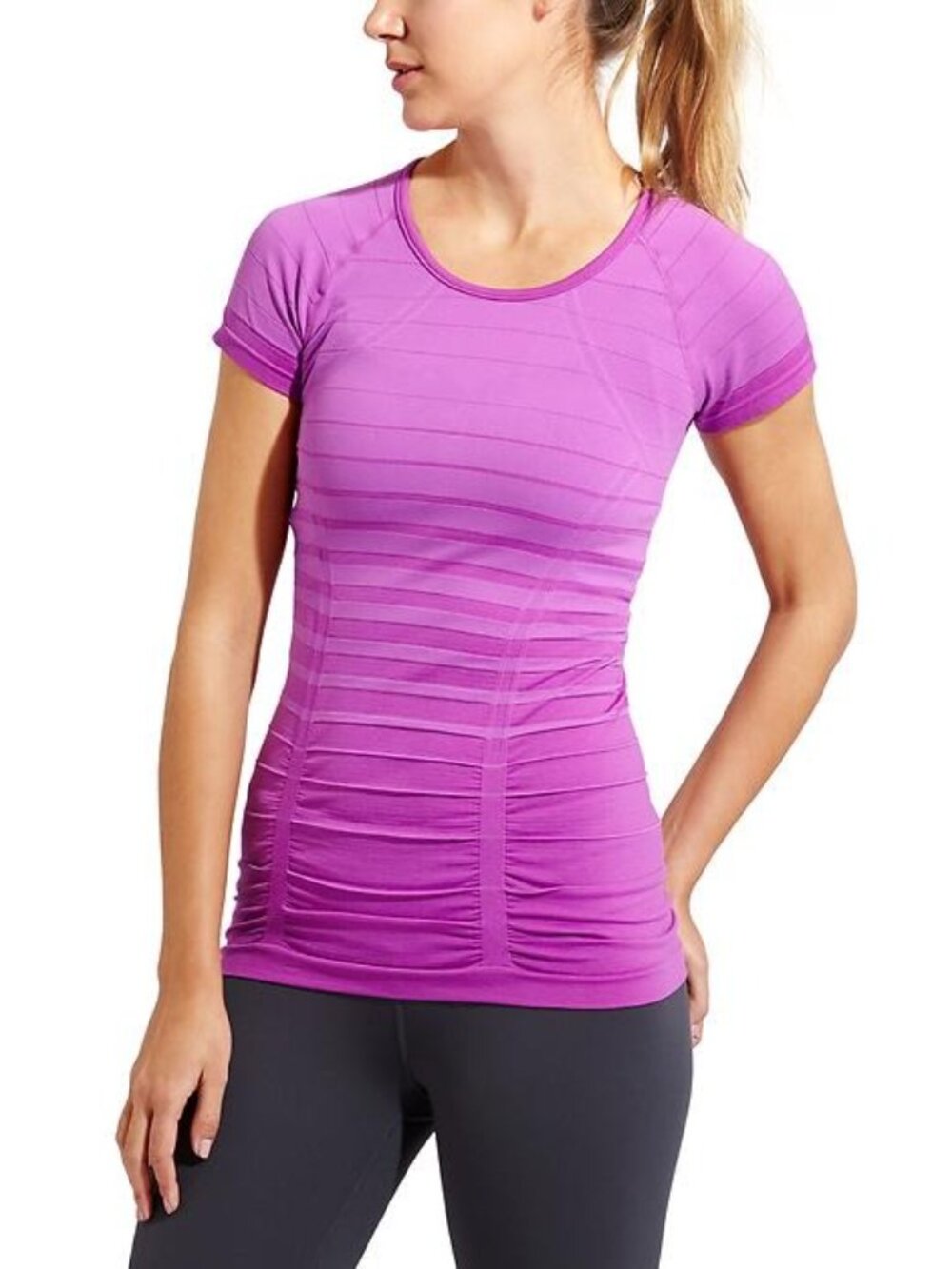 Athleta Gradient Stripe Fastest Track Tee - Jazzy Purple - Size Large